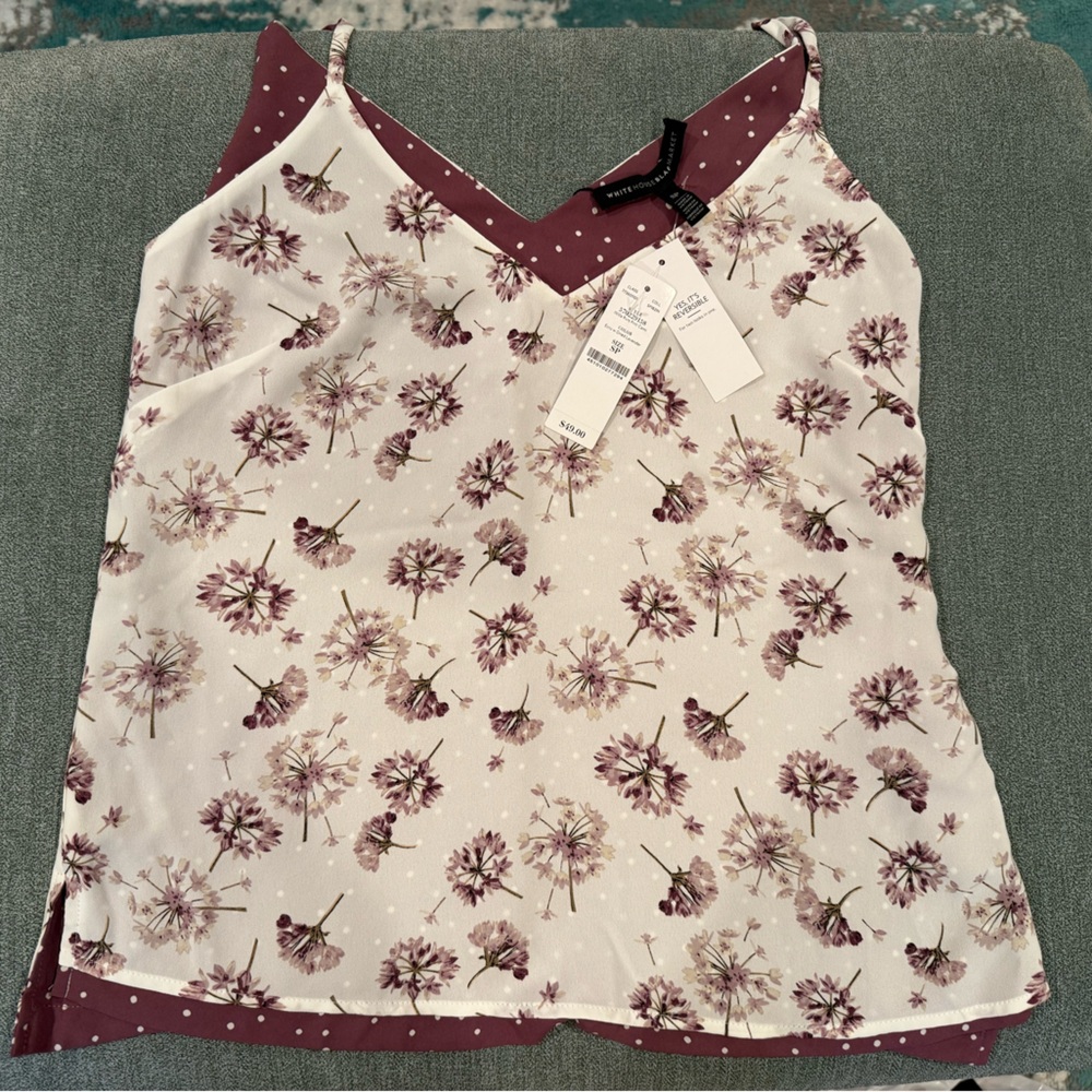 White House Black Market Floral and Polka Dot Reversible Top